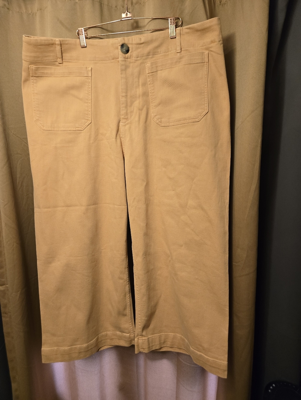 Pilcro Anthropologie High-Rise Wide-Leg Crop Pants in Peach